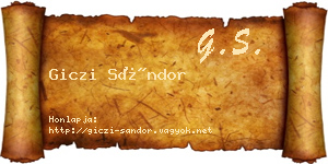 Giczi Sándor névjegykártya
